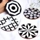 Handmade Black and White Round Resin Set of 4 Decorative Table Coasters